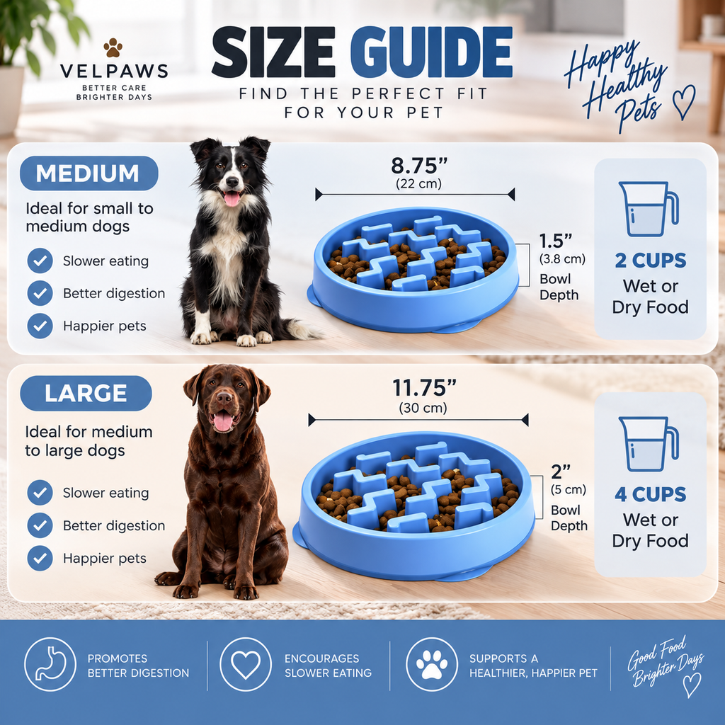 Slow Feeder Dog Bowl – 2 Cup Capacity, Non-Slip Puzzle Bowl for Small & Medium Dogs, Blue