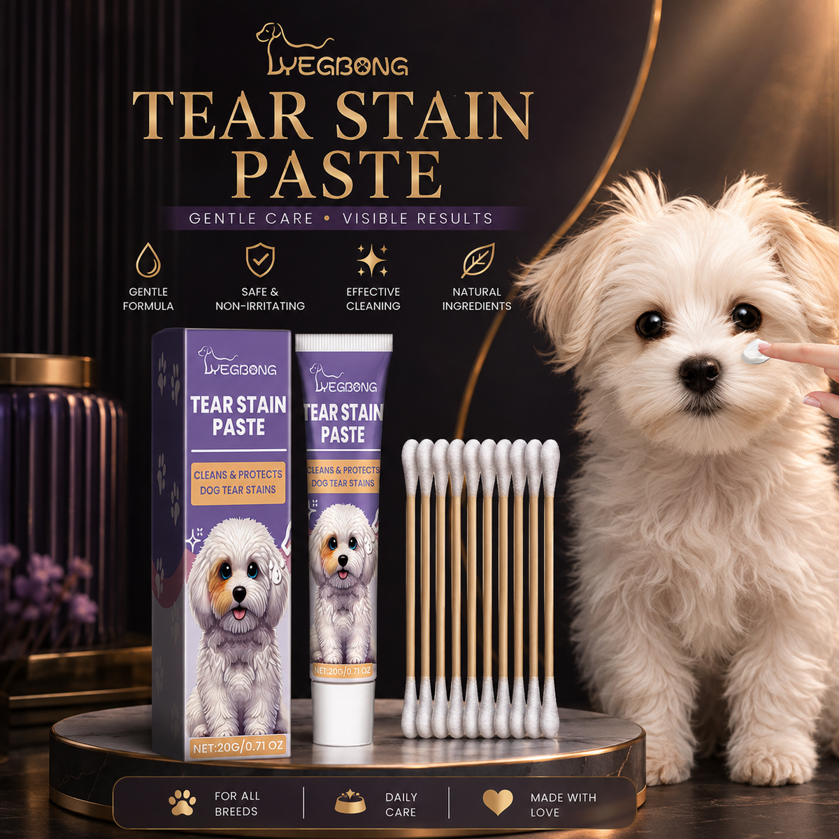 Dog Tear Stain Remover Paste – Gentle Eye Care with Honeysuckle, Sophora & Coconut Oil, 20g