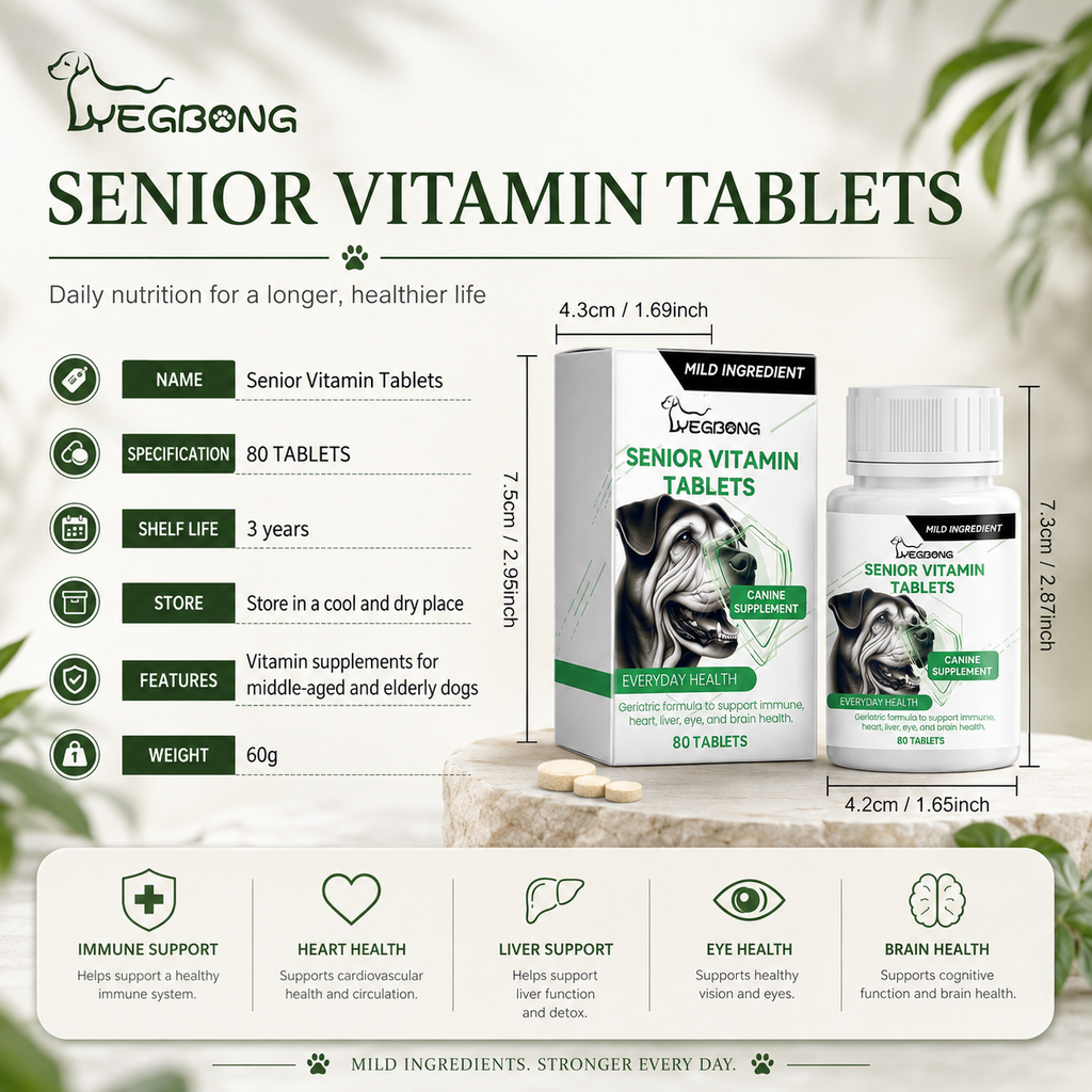 Senior Dog Multivitamin Chews – Daily Support for Immunity, Eyes, Skin & Bones, 80 Tablets