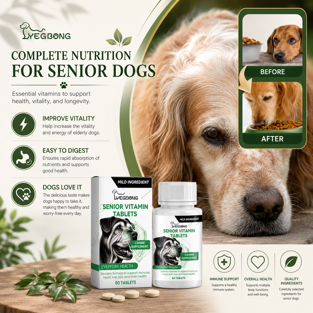 Senior Dog Multivitamin Chews – Daily Support for Immunity, Eyes, Skin & Bones, 80 Tablets