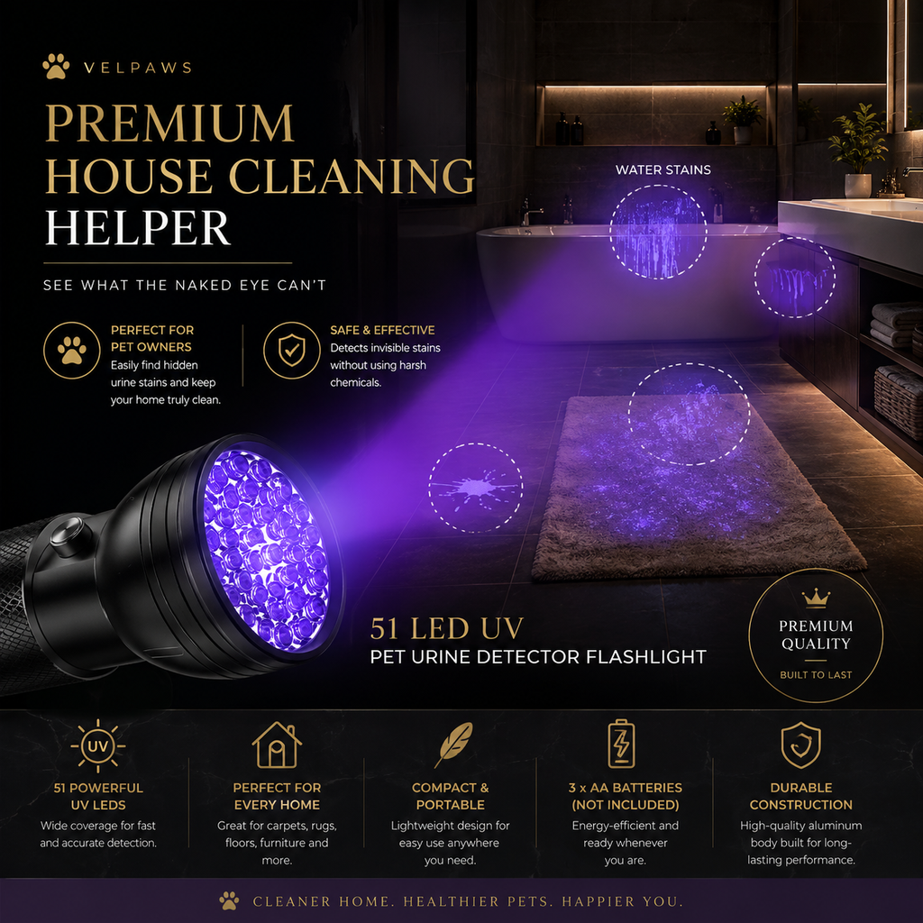 51 LED UV Pet Urine Detector Flashlight for Dogs & Cats – Blacklight Stain Finder