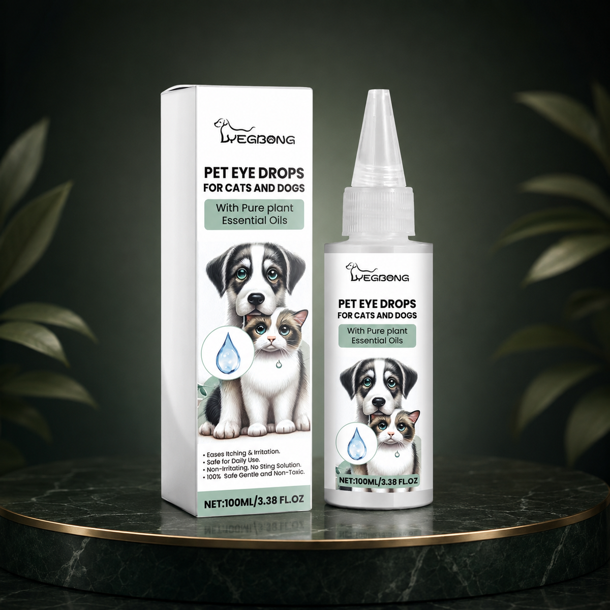 Pet Eye Drops for Dogs & Cats, Gentle Eye Care Formula with Honeysuckle, Blueberry & Chamomile, 100ml