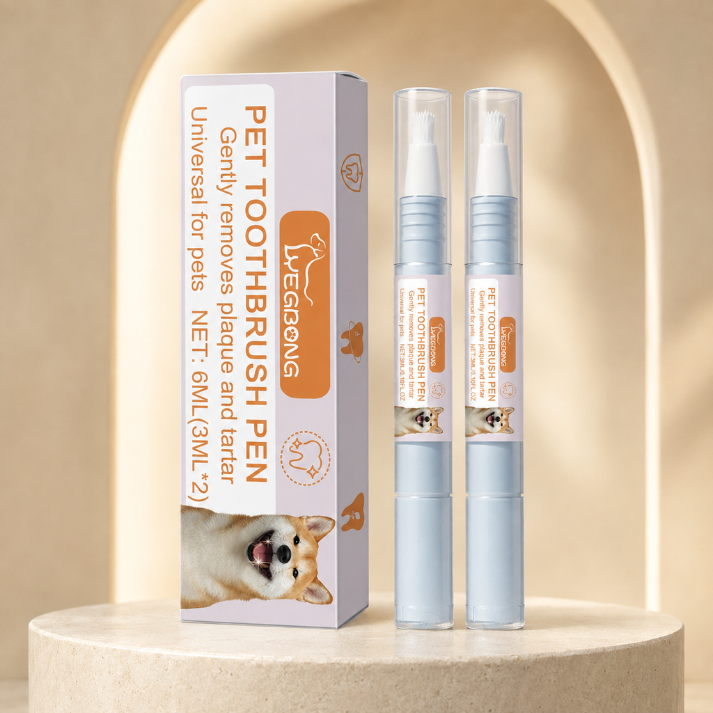 Pet Dental Toothbrush Pen for Dogs & Cats, Gentle Plaque & Tartar Cleaning, Mint Breath Freshener, 2 × 3ml