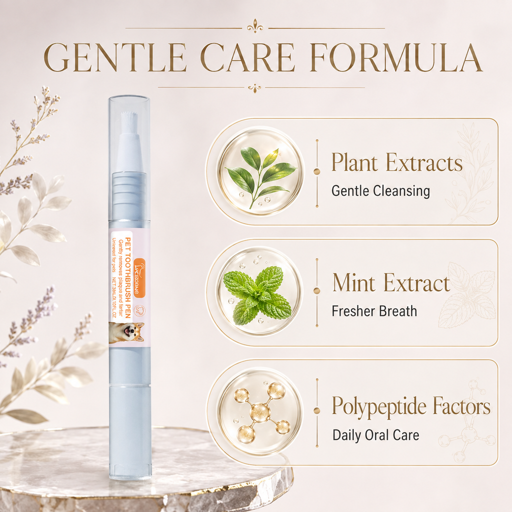 Pet Dental Toothbrush Pen for Dogs & Cats, Gentle Plaque & Tartar Cleaning, Mint Breath Freshener, 2 × 3ml