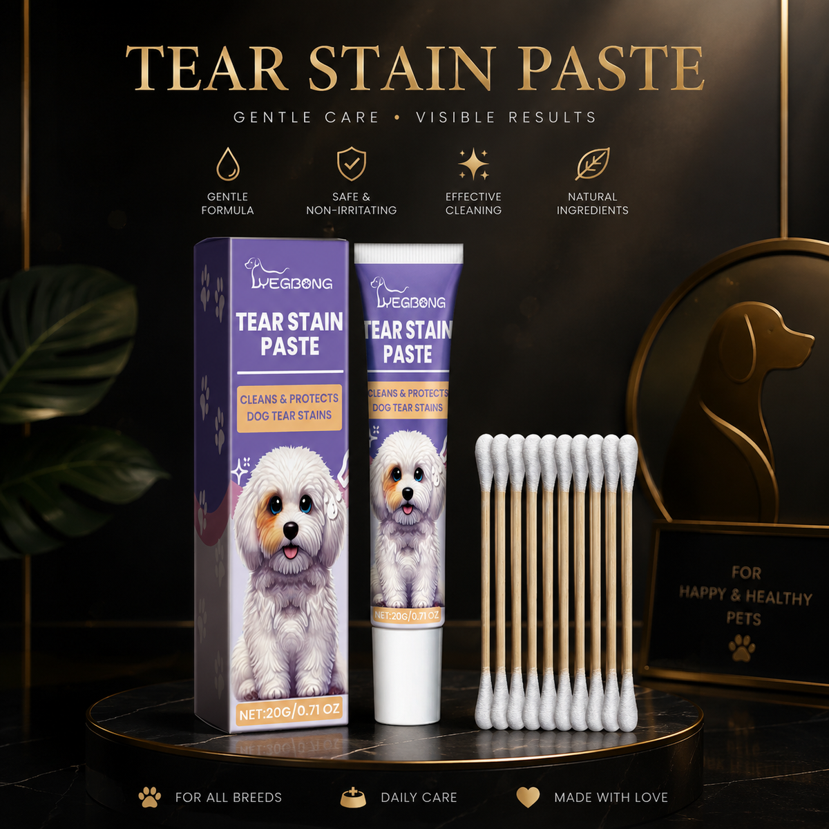 Dog Tear Stain Remover Paste – Gentle Eye Care with Honeysuckle, Sophora & Coconut Oil, 20g