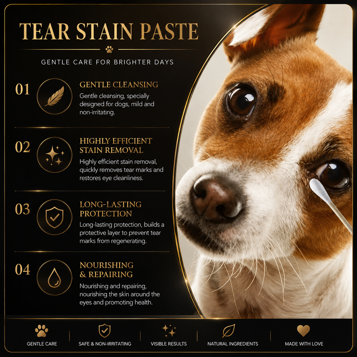 Dog Tear Stain Remover Paste – Gentle Eye Care with Honeysuckle, Sophora & Coconut Oil, 20g
