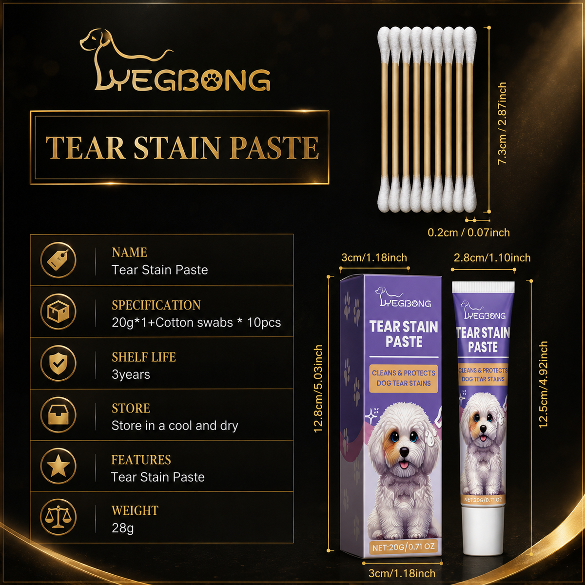 Dog Tear Stain Remover Paste – Gentle Eye Care with Honeysuckle, Sophora & Coconut Oil, 20g