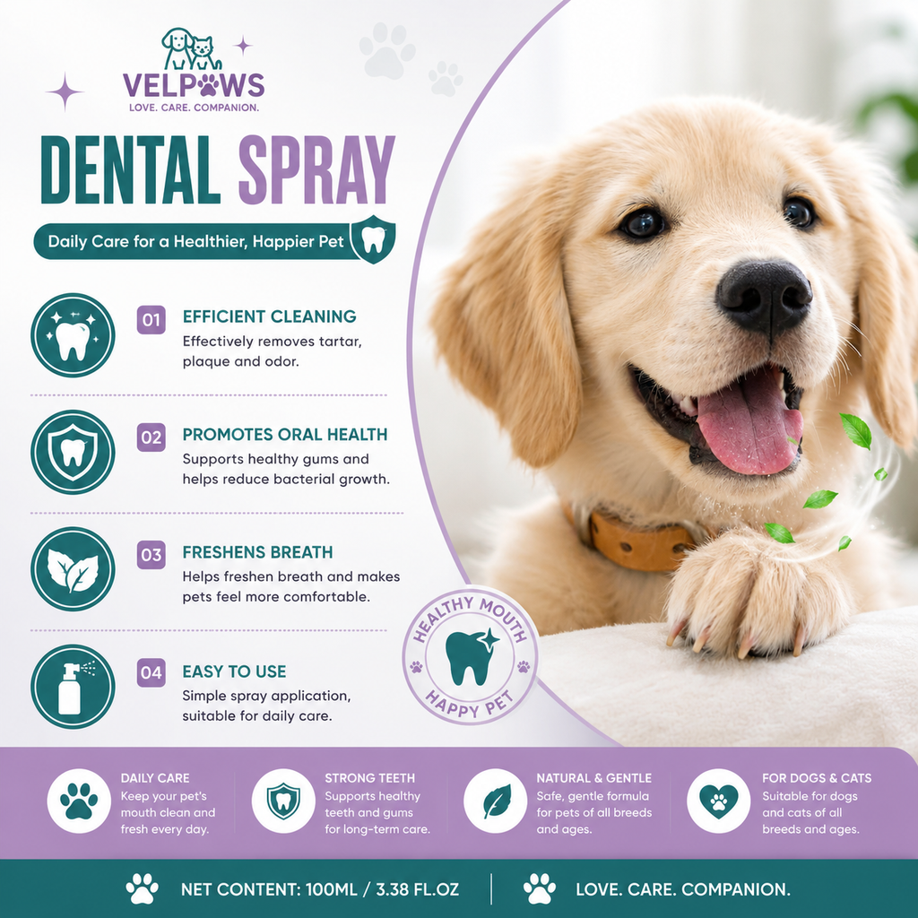 Pet Dental Spray for Dogs & Cats – No Brushing Needed, Fresh Breath & Daily Oral Care, Helps Keep Teeth Clean & White, 100ml