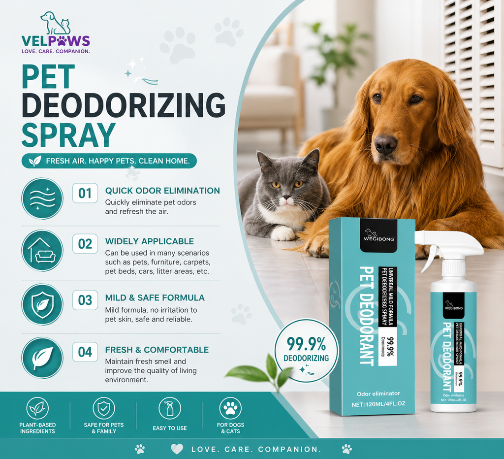 Pet Deodorizing Spray for Dogs & Cats – Odor Eliminator for Pets, Bedding, Carpets & Home, 120ml