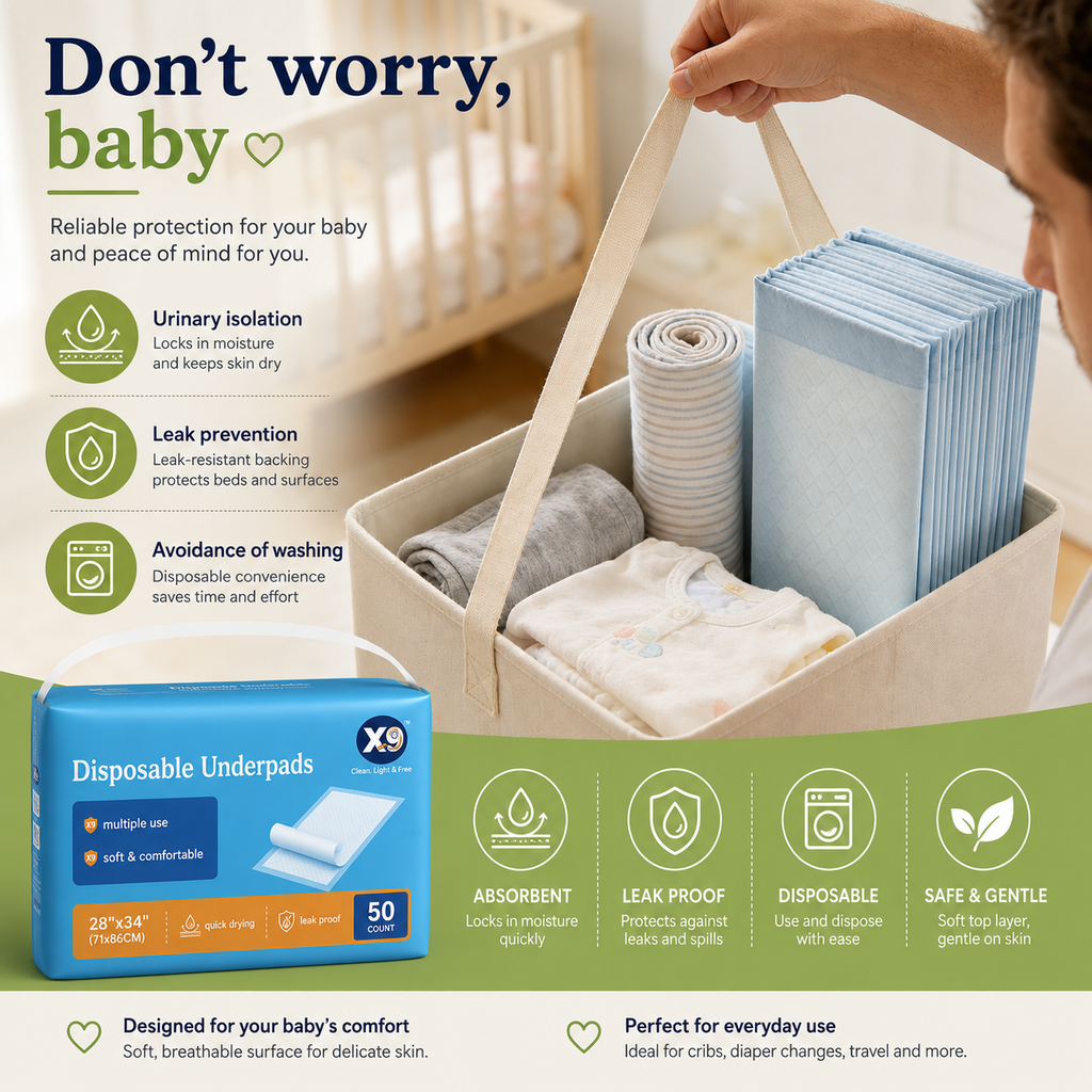 Premium Disposable Underpads – 50 Count | Super Absorbent, Leak-Proof & Quick-Drying