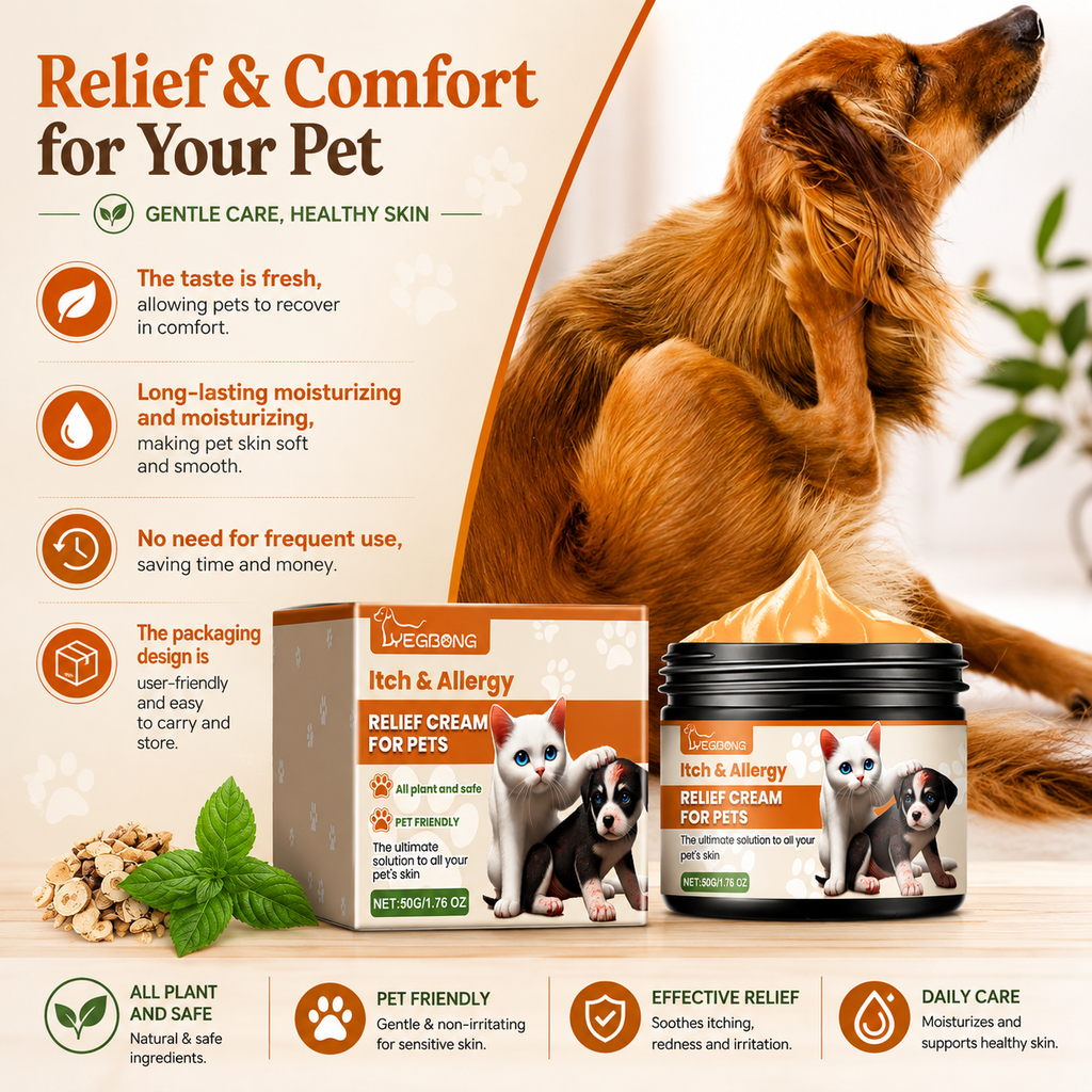 Pet Itch & Allergy Relief Cream – Soothing Skin Care for Dogs & Cats, Natural Herbal Extracts for Itching, Bites & Irritated Skin, 50g