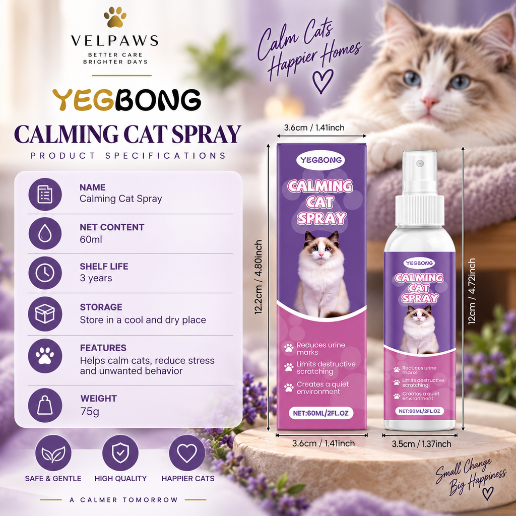 Calming Cat Spray – 60ML Natural Stress & Anxiety Relief Spray for Cats