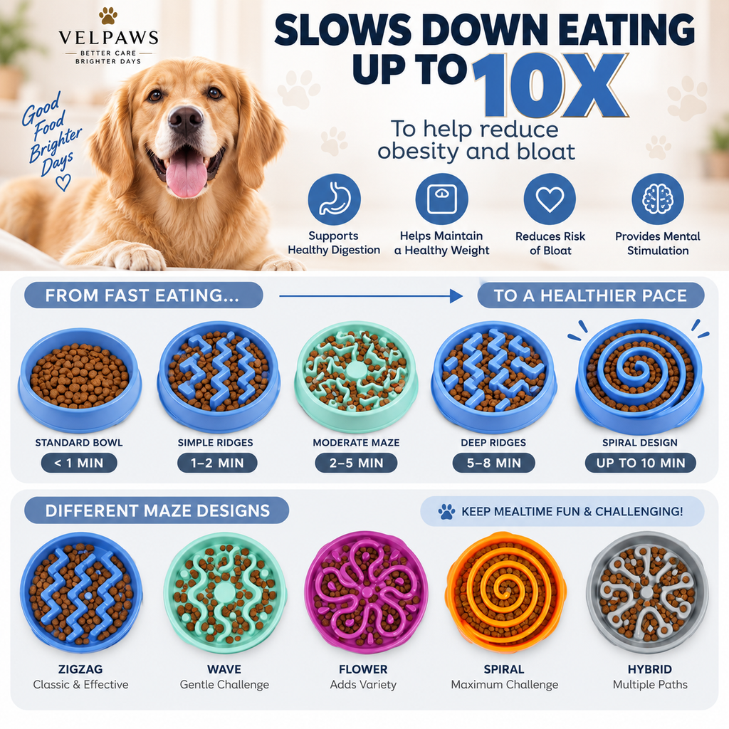 Slow Feeder Dog Bowl – 2 Cup Capacity, Non-Slip Puzzle Bowl for Small & Medium Dogs, Blue