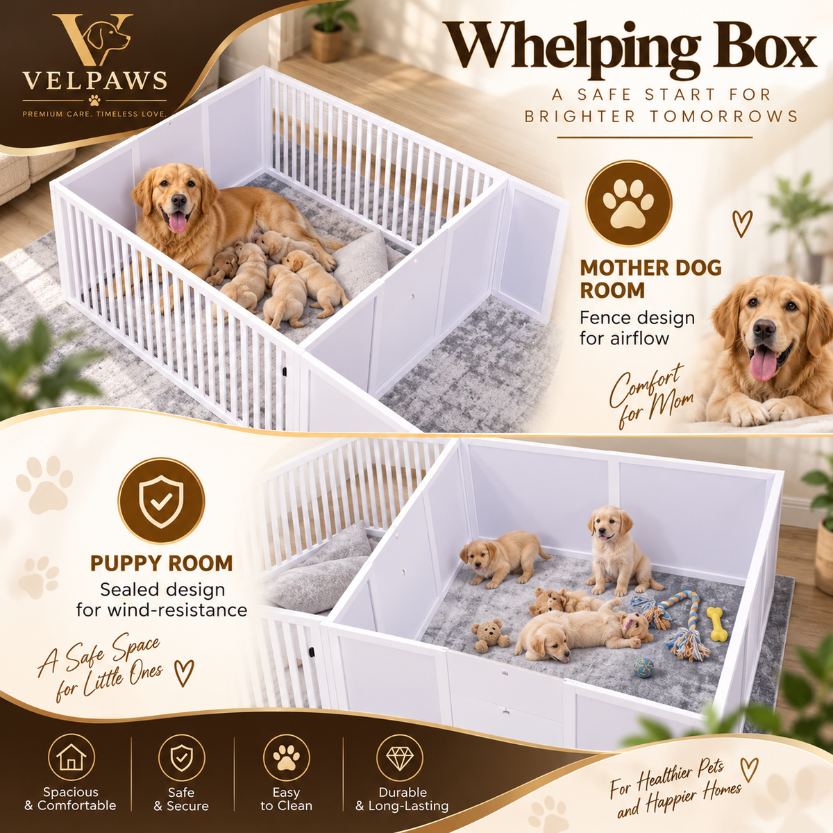 Whelping Box For Dogs Built For Mother's Comfort